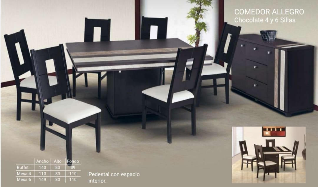 Comedor Allegro 6 personas - Muebleria Paty