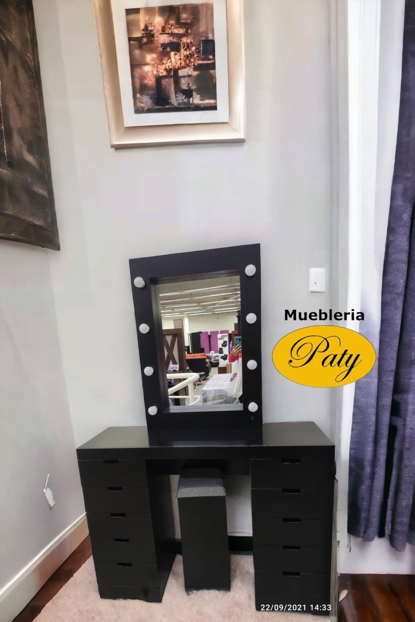 Tocador Estrella Vanity - Estilo Hollywood - Muebleria Paty